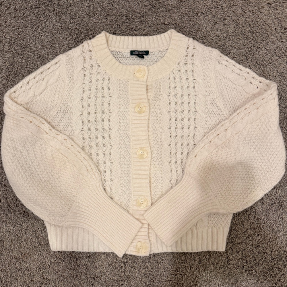 Wild Fable White Cable Knit Cardigan